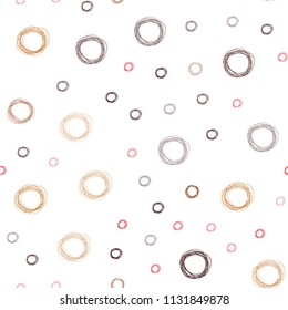 Dark Red, Yellow vector seamless texture with disks. Abstract illustration with colored bubbles in nature style. Pattern can be used for beautiful websites.