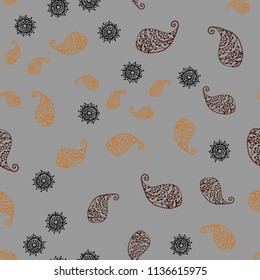 Dark Red, Yellow vector seamless doodle pattern with leaves and flowers. Brand new colored illustration with leaves and flowers. The best blurred design for your business.