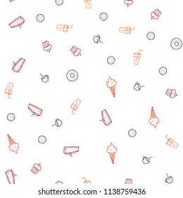 Dark Red, Yellow vector seamless texture with delicious snacks. Beautiful colored illustration with food in doodle style. Design for ad, poster, banner of cafes or restaurants.