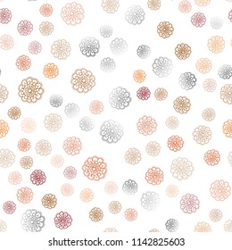 Dark Red, Yellow vector seamless natural abstract background. Glitter abstract illustration with doodles and flowers. Pattern for heads of websites and designs.