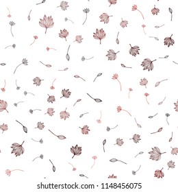 Dark Red, Yellow vector seamless hand painted texture. Colorful abstract illustration with leaves in doodle style. New template for your brand book.