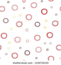 Dark Red, Yellow vector seamless template with circles. Blurred decorative design in abstract style with bubbles. New design for ad, poster, banner of your website.