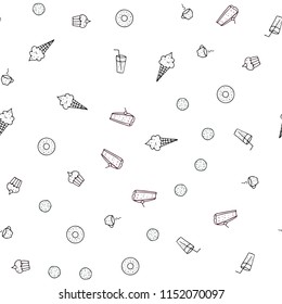 Dark Red, Yellow vector seamless pattern with fresh ingredients. Beautiful colored illustration with food in doodle style. Pattern for ad, booklets, leaflets of restaurants.