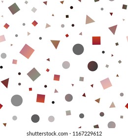 Dark Red, Yellow vector seamless layout with circles, lines, rectangles. Circles, lines, rhombus with colorful gradient. Pattern for design of window blinds, curtains.