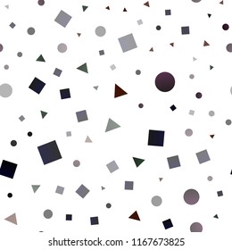 Dark Red, Yellow vector seamless pattern in polygonal style with circles. Decorative design in abstract style with lines, dots, cubes. Pattern for trendy fabric, wallpapers.