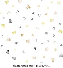 Dark Red, Yellow vector seamless cover with Shining hearts. Blurred decorative design in doodle style with hearts. Design for ad, poster, banner of Valentine Day.