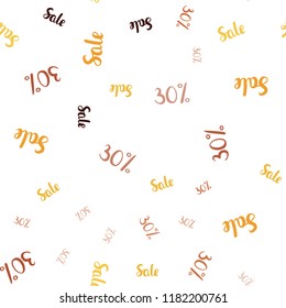 Dark Red, Yellow vector seamless pattern with 30 percentage signs. Illustration with signs of sales on abstract template. Backdrop for mega promotions, discounts.