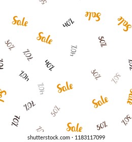 Dark Red, Yellow vector seamless texture with selling prices 30, 40, 50 %. Illustration with signs of sales on abstract template. Template for season sales, shopping ads.