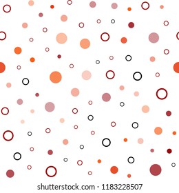 Dark Red, Yellow vector seamless background with bubbles. Modern abstract illustration with colorful water drops. Design for textile, fabric, wallpapers.