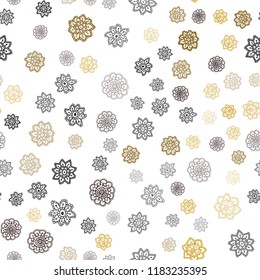 Dark Red, Yellow vector seamless cover with beautiful snowflakes. Decorative shining illustration with snow on abstract template. Pattern for design of window blinds, curtains.