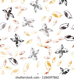 Dark Red, Yellow vector seamless elegant wallpaper with leaves. New colorful illustration in doodle style with leaves. Pattern for design of fabric, wallpapers.