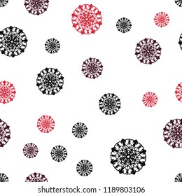 Dark Red, Yellow vector seamless layout with bright snowflakes. Decorative shining illustration with snow on abstract template. Pattern for trendy fabric, wallpapers.
