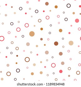 Dark Red, Yellow vector seamless pattern with spheres. Glitter abstract illustration with blurred drops of rain. Pattern for design of window blinds, curtains.