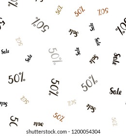 Dark Red, Yellow vector seamless background with 50 % signs of sales. Colorful set of  percentage signs in simple style. Backdrop for ads, leaflets of Black Friday.