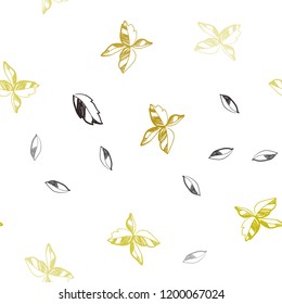 Dark Red, Yellow vector seamless doodle pattern with leaves. leaves on blurred abstract background with gradient. Template for business cards, websites.