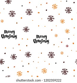Dark Red, Yellow vector seamless cover with beautiful snowflakes. Modern geometrical abstract illustration with snowflakes. Design for textile, fabric, wallpapers.