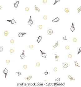 Dark Red, Yellow vector seamless texture with delicious snacks. Blurred decorative design of snacks in doodle style. Pattern for ads of breakfast, lunch, dinner.