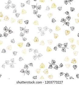 Dark Red, Yellow vector seamless natural backdrop with leaves. Blurred decorative design in Indian style with leaves. Trendy design for wallpaper, fabric makers.