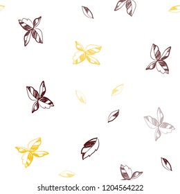 Dark Red, Yellow vector seamless doodle pattern with leaves. Creative illustration in blurred style with leaves. Design for textile, fabric, wallpapers.