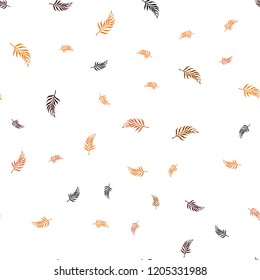 Dark Red, Yellow vector seamless doodle pattern with leaves. Creative illustration in blurred style with leaves. Template for business cards, websites.