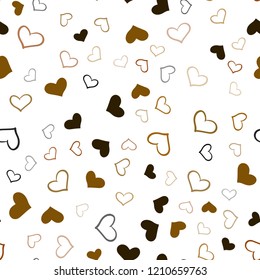Dark Red, Yellow vector seamless background with hearts. Decorative shining illustration with hearts on abstract template. Design for ad, poster, banner of Valentine Day.