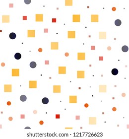 Dark Red, Yellow vector seamless pattern with spheres, squares. Abstract illustration with colorful circles, rectangles. Pattern for design of window blinds, curtains.