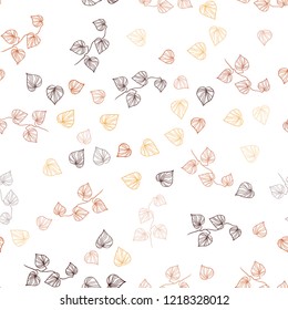 Dark Red, Yellow vector seamless abstract pattern with leaves. Shining colored illustration with leaves in doodle style. Trendy design for wallpaper, fabric makers.