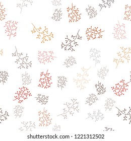Dark Red, Yellow vector seamless abstract design with branches. Colorful illustration in doodle style with leaves, branches. Template for business cards, websites.