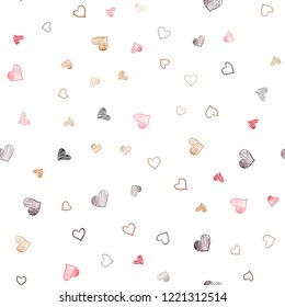 Dark Red, Yellow vector seamless texture with lovely hearts. Glitter abstract illustration with colorful hearts in romantic style. Pattern can be used for valentine's ad, booklets.