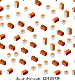 Dark Red, Yellow vector seamless, isometric template with rhombus. Beautiful illustration with rectangles and squares. Template for business cards, websites.