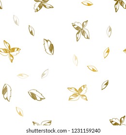 Dark Red, Yellow vector seamless doodle template with leaves. Shining colored illustration with leaves in doodle style. Template for business cards, websites.