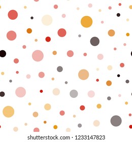 Dark Red, Yellow vector seamless background with bubbles. Modern abstract illustration with colorful water drops. Trendy design for wallpaper, fabric makers.