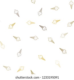 Dark Red, Yellow vector seamless template with tasty ice-cream. Decorative illustration with ice-cream on abstract template. Pattern for ad, booklets, leaflets of restaurants.
