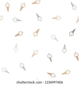 Dark Red, Yellow vector seamless background with ice-cream cones. Beautiful colorful illustration with ice-cream cones. Pattern for menu of cafes and restaurants.