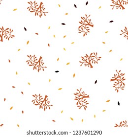 Dark Red, Yellow vector seamless doodle background with leaves, branches. Modern abstract illustration with leaves and branches. Pattern for trendy fabric, wallpapers.