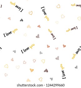 Dark Red, Yellow vector seamless template with doodle hearts. Decorative shining illustration with hearts on abstract template. Design for ad, poster, banner of Valentine Day.