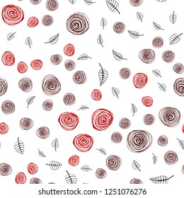 Dark Red, Yellow vector seamless doodle pattern with leaves and flowers. Shining colored illustration with leaves and flowers. Pattern for trendy fabric, wallpapers.