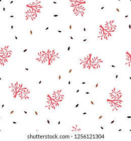 Dark Red, Yellow vector seamless natural background with leaves, branches. Colorful illustration in doodle style with leaves, branches. Design for textile, fabric, wallpapers.