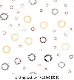 Dark Red, Yellow vector seamless texture with disks. Illustration with set of shining colorful abstract circles. Pattern can be used for futuristic ad, booklets.