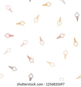 Dark Red, Yellow vector seamless background with ice-cream cones. Decorative design of ice-cream cones in doodle style. Pattern for ads of breakfast, lunch, dinner.