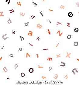 Dark Red, Yellow vector seamless texture with ABC characters. Abstract illustration with colored latin alphabet. Texture for window blinds, curtains.