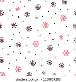 Dark Red, Yellow vector seamless cover with beautiful snowflakes. Modern geometrical abstract illustration with snowflakes. Design for textile, fabric, wallpapers.