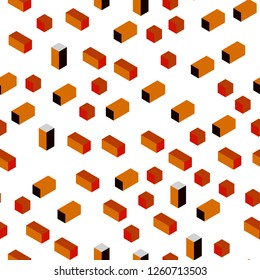 Dark Red, Yellow vector seamless, isometric texture in rectangular style. Decorative design in abstract style with rectangles. Template for business cards, websites.