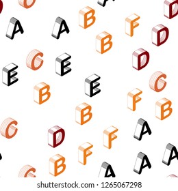 Dark Red, Yellow vector seamless layout with 3D latin alphabet. Colorful gradient design in 3D style with signs of alphabet. Design for wallpaper, fabric makers.