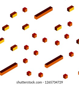 Dark Red, Yellow vector seamless, isometric layout with lines, rectangles. Modern abstract illustration with colorful rectangles. Pattern for trendy fabric, wallpapers.