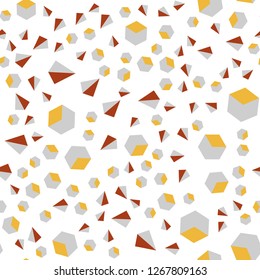 Dark Red, Yellow vector seamless, isometric background with triangles, cubes. Illustration with colorful triangles, rectangles. Template for business cards, websites.