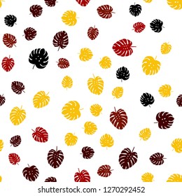 Dark Red, Yellow vector seamless elegant background with leaves. Brand new colored illustration in blurry style with leaves. Design for wallpaper, fabric makers.