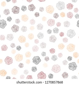 Dark Red, Yellow vector seamless natural pattern with flowers. Abstract illustration with flowers in doodles style. Design for textile, fabric, wallpapers.