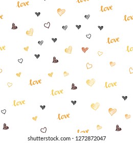 Dark Red, Yellow vector seamless template with text LOVE YOU, hearts. Colorful illustration with quote LOVE YOU, hearts. Design for wallpaper, fabric makers.