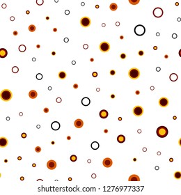 Dark Red, Yellow vector seamless backdrop with dots. Blurred bubbles on abstract background with colorful gradient. Pattern for design of window blinds, curtains.